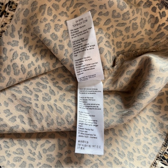 Topshop Women's Bengaline Mini Skirt in Tan Leopard Print Brown Size: 8 NWT - Picture 9 of 13